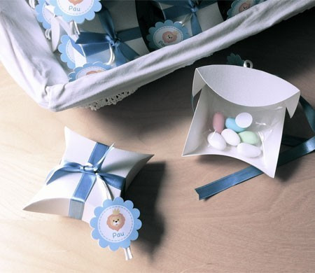 Scatola per Battesimo con Fiocco in Raso Blu