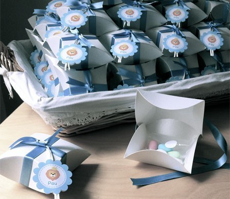 Scatola per Battesimo con Fiocco in Raso Blu