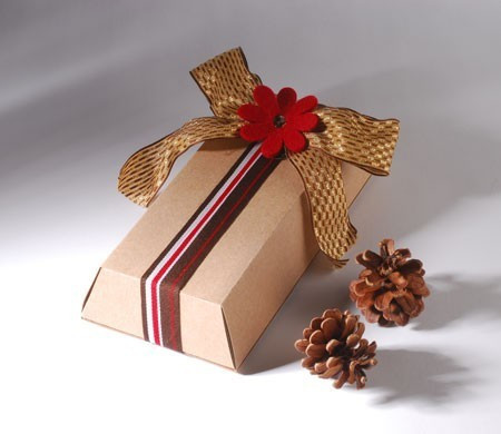Scatola Regalo con Fiore e Nastro Natalizio