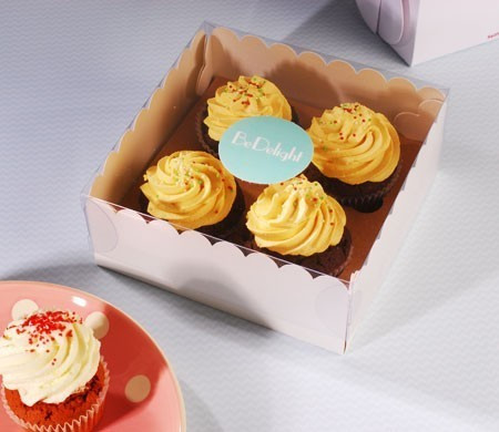 Scatola per quattro cupcake per negozi