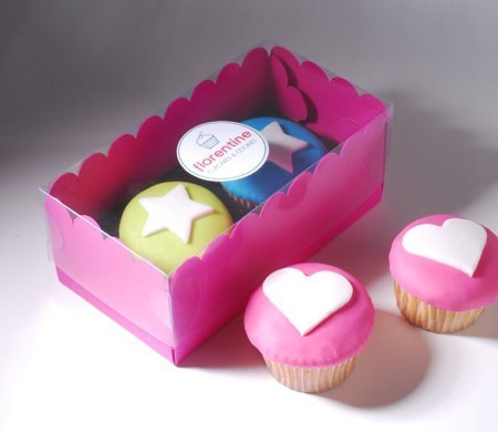 Scatola rosa e nera per due cupcake Scatola rosa e nera per due cupcake