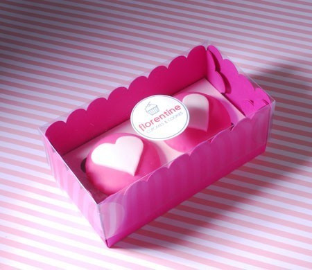 Scatola fucsia per due cupcake