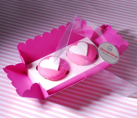 Scatola fucsia per due cupcake
