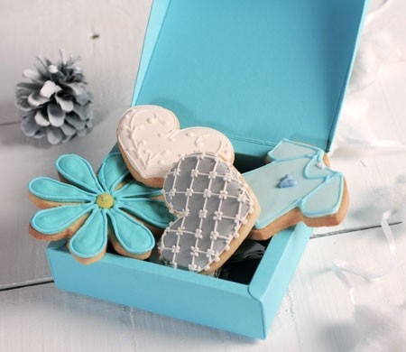 Scatolina turchese per biscotti decorati Scatolina turchese per biscotti decorati