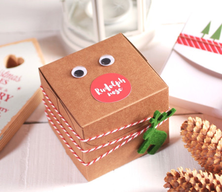 Scatoletta Decorata con la Faccia di Rudolph