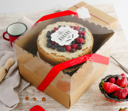 Scatola per torte con coperchio trasparente