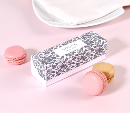 Scatola allungata con coperchio per macaron stampati
