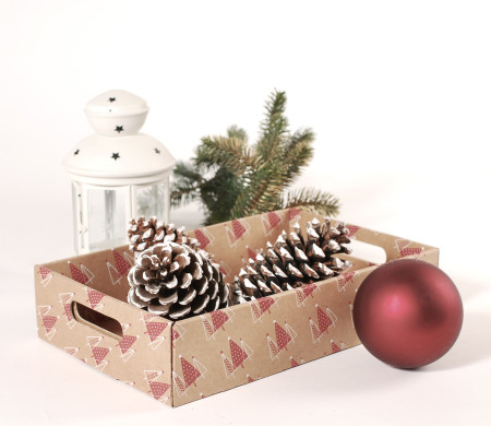 Vassoio di cartone natalizio per confezioni regalo
