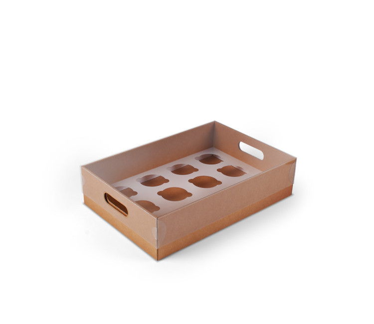 Vassoio in Cartone per Cupcake con Manico