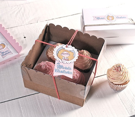 Scatola alta per quattro cupcake Scatola alta per quattro cupcake