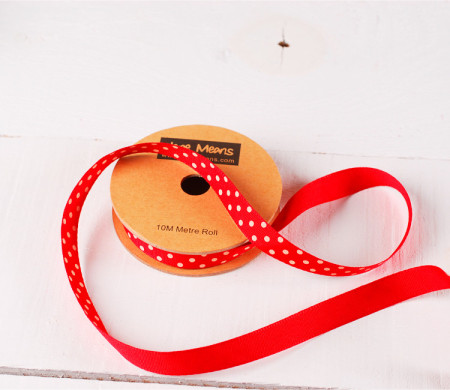 Nastro grosgrain a pois bianchi per decorare i tuoi regali