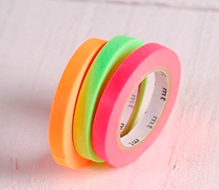 3 washi tapes colori fluorescenti