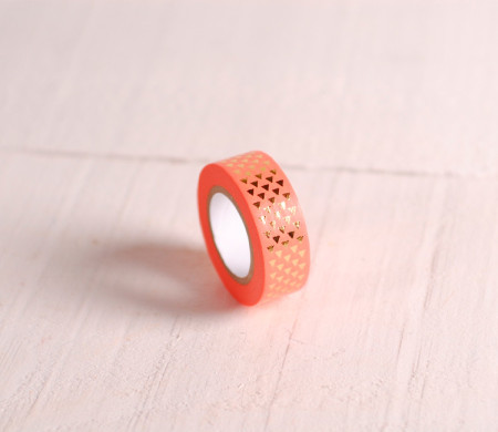 Washi tape corallo con triangoli dorati