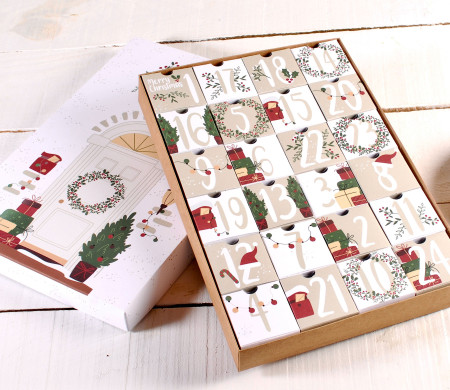 Calendario dell'Avvento con piccole caselle da riempire