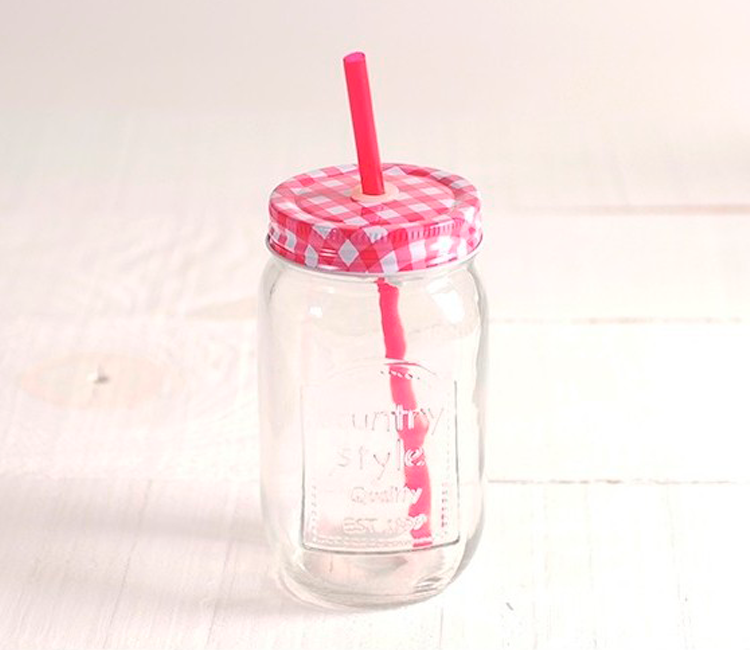 400 ml Glasgefäß mit Strohhalm