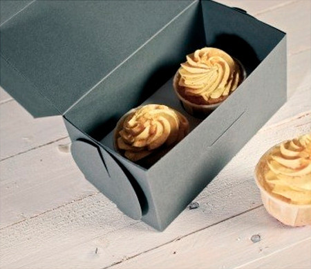 Scatola grigia per due cupcake Scatola grigia per due cupcake