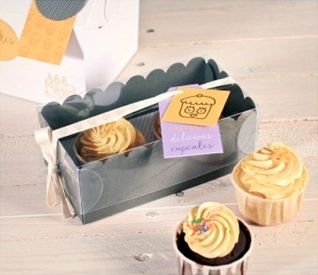 Scatolina grigia per due cupcake