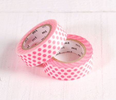 Washi Tape con Punti Rosa Fluo per Decorare Regali