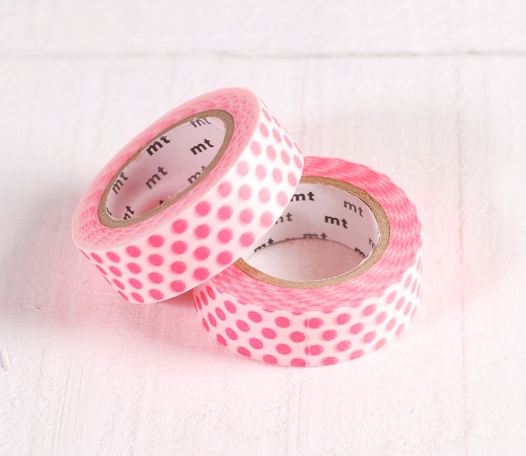 Washi Tape con Punti Rosa Fluo per Decorare Regali Washi Tape con Punti Rosa Fluo per Decorare Regali