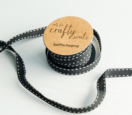Nastro gros-grain nero a pois 