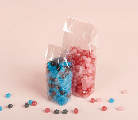 Sacchetti di cellofan con fondo e soffietto per uso alimentare