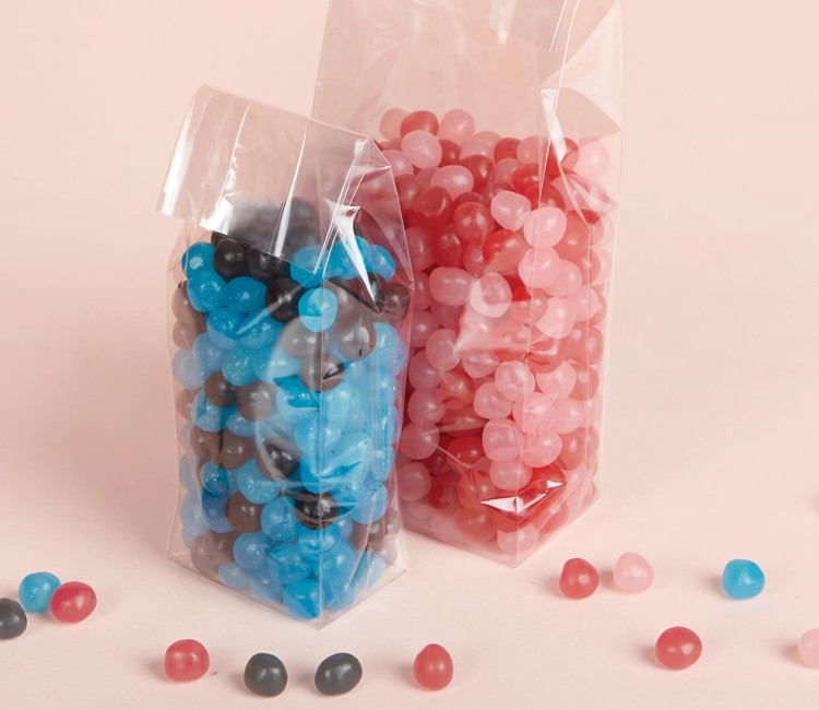 Sacchetti di cellofan con fondo e soffietto per uso alimentare