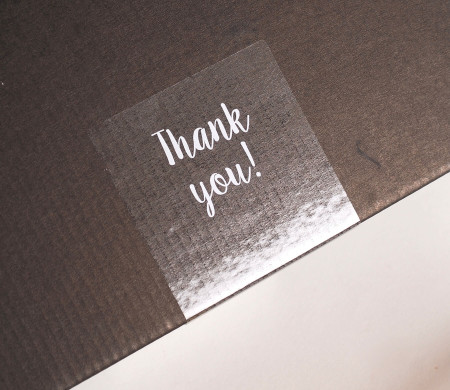 Etichetta trasparente “Thank you” per spedizioni