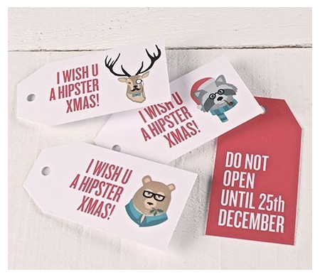 Etichette regalo stampate Hipster Xmas