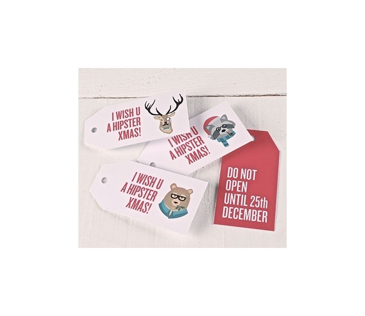 Etichette regalo stampate Hipster Xmas Etichette regalo stampate Hipster Xmas