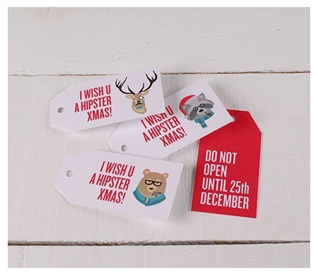 Etichette regalo stampate Hipster Xmas