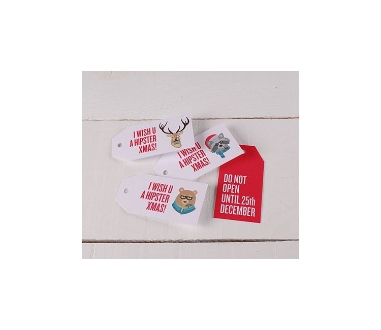 Etichette regalo stampate Hipster Xmas Etichette regalo stampate Hipster Xmas