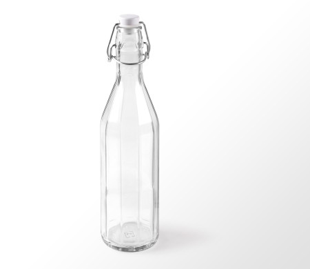 Bottiglia di Vetro per Acqua con Tappo Meccanico Personalizzabile