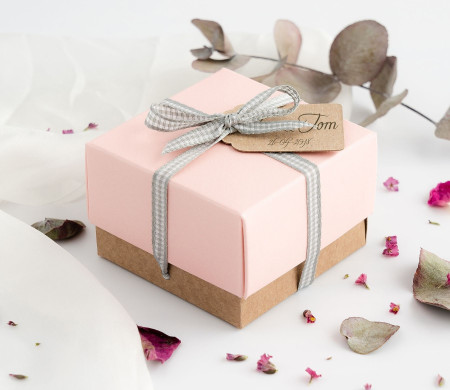 Graziosa Scatola Regalo con Coperchio e Fiocco Decorativo 