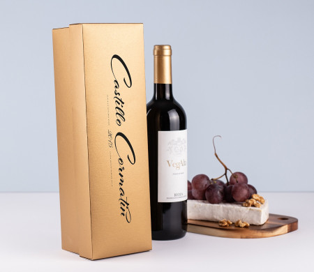 Scatola di vino o spumante singola foderata con coperchio