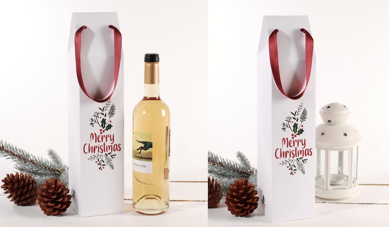 Scatola di vino decorata a Natale