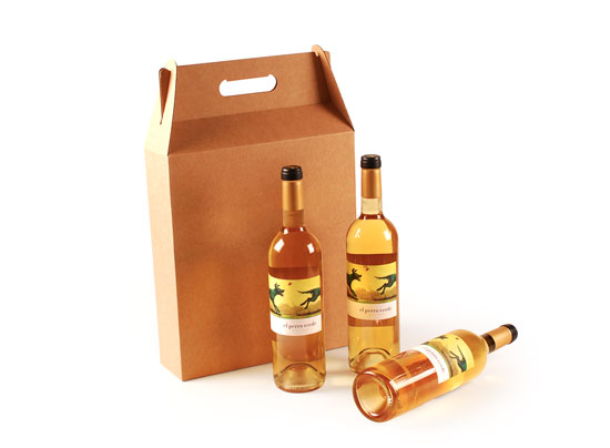 Scatola di vino con manici